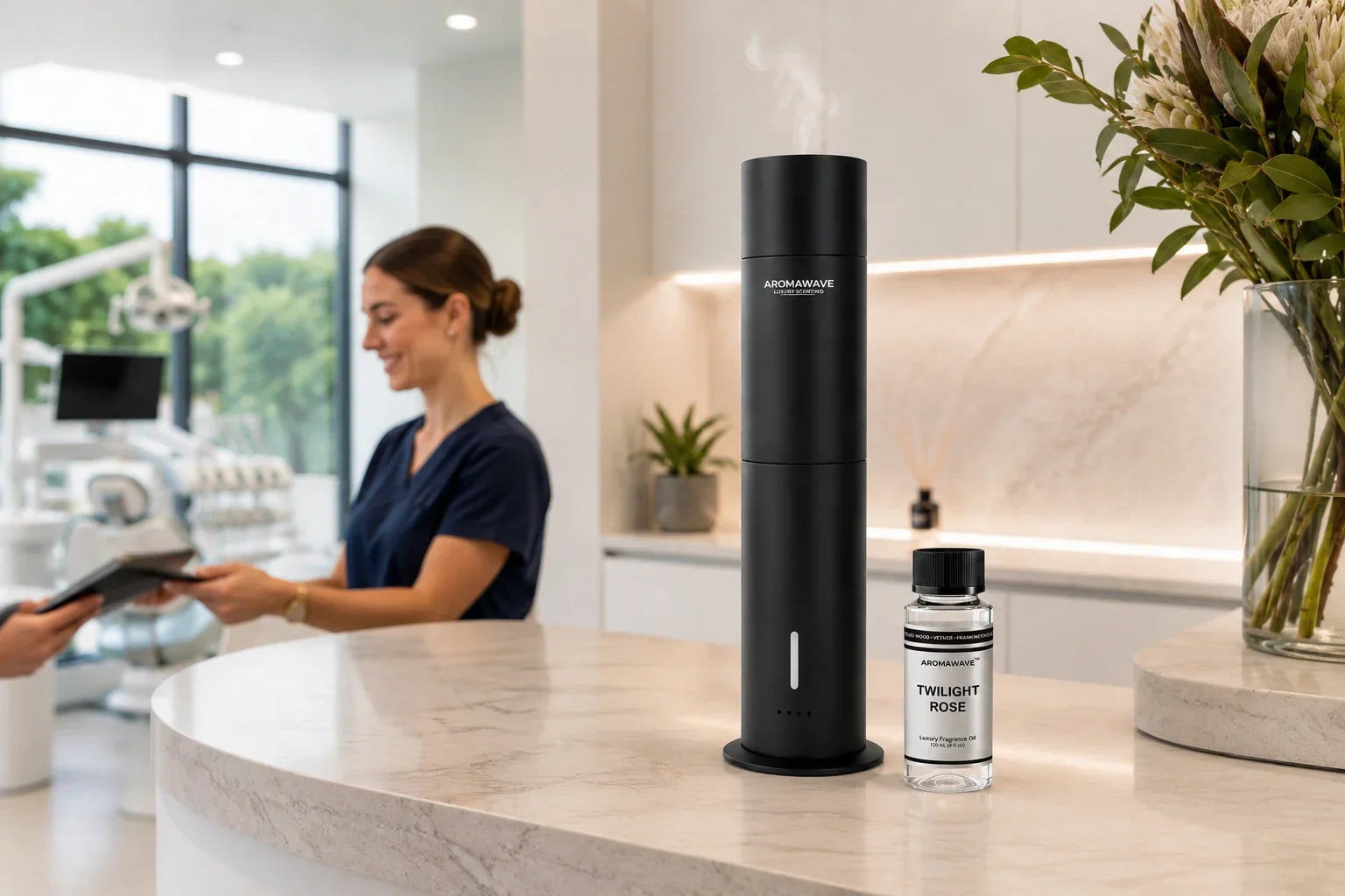 Medical and dental clinic scenting Australia. Aromawave cold air scent diffuser guide for waiting rooms and reception areas