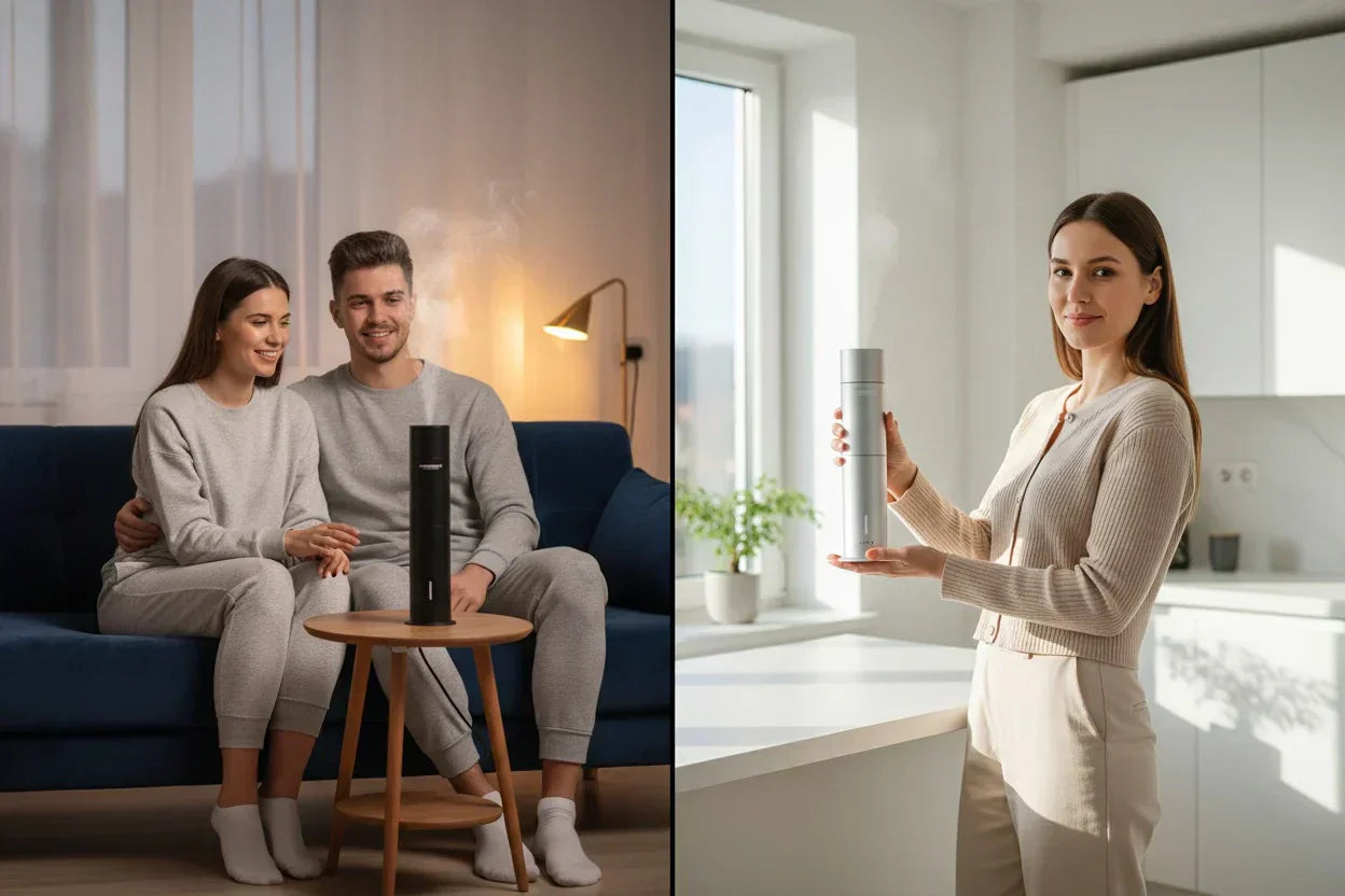Wired vs wireless scent diffuser in Australian home showing luxury cold air diffusers for modern living spaces