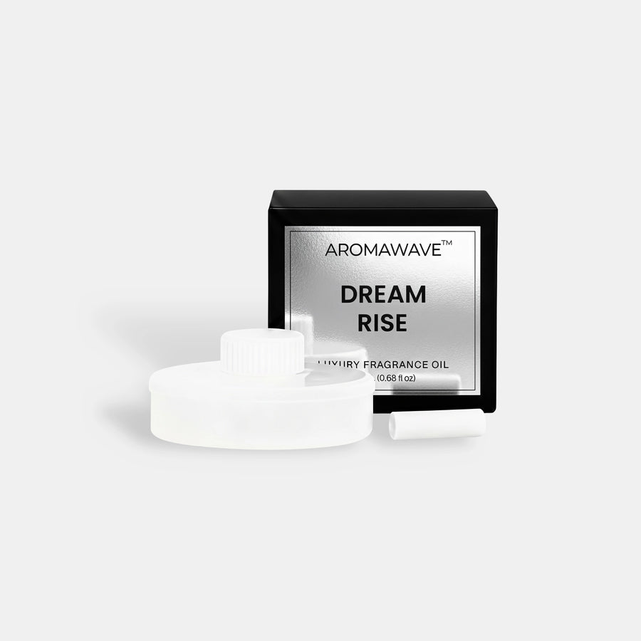 Aromawave Dream Rise Car Fragrance Oil 20ml luxury car diffuser scent with white tea, aloe vera, ginger and cedarwood notes