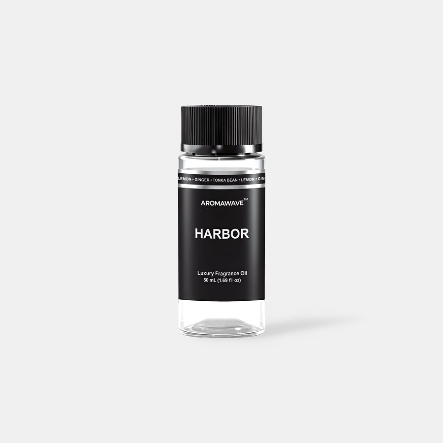 Harbor 50ml premium fragrance oil by Aromawave designed for cold air diffusion with clean modern aroma.