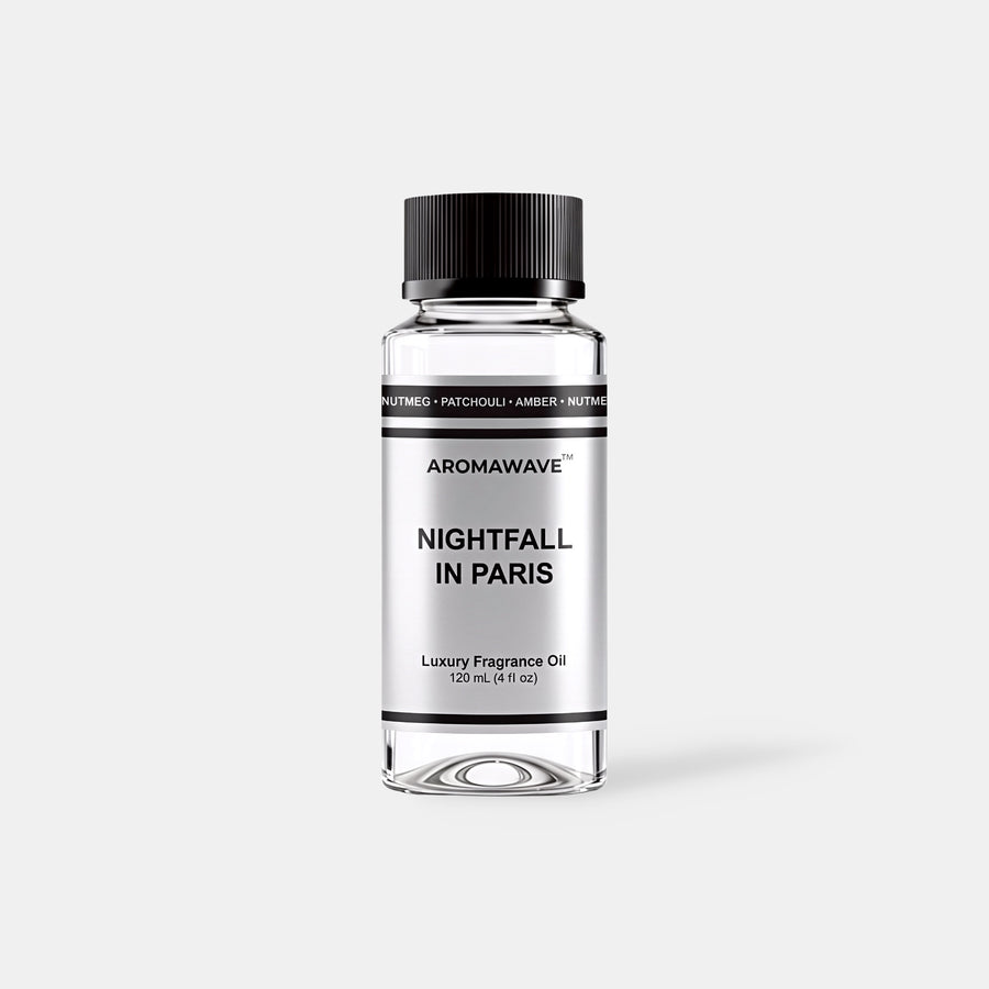 Nightfall in Paris 120ml luxury fragrance oil by Aromawave for home and car diffusers delivering a rich long-lasting scent.
