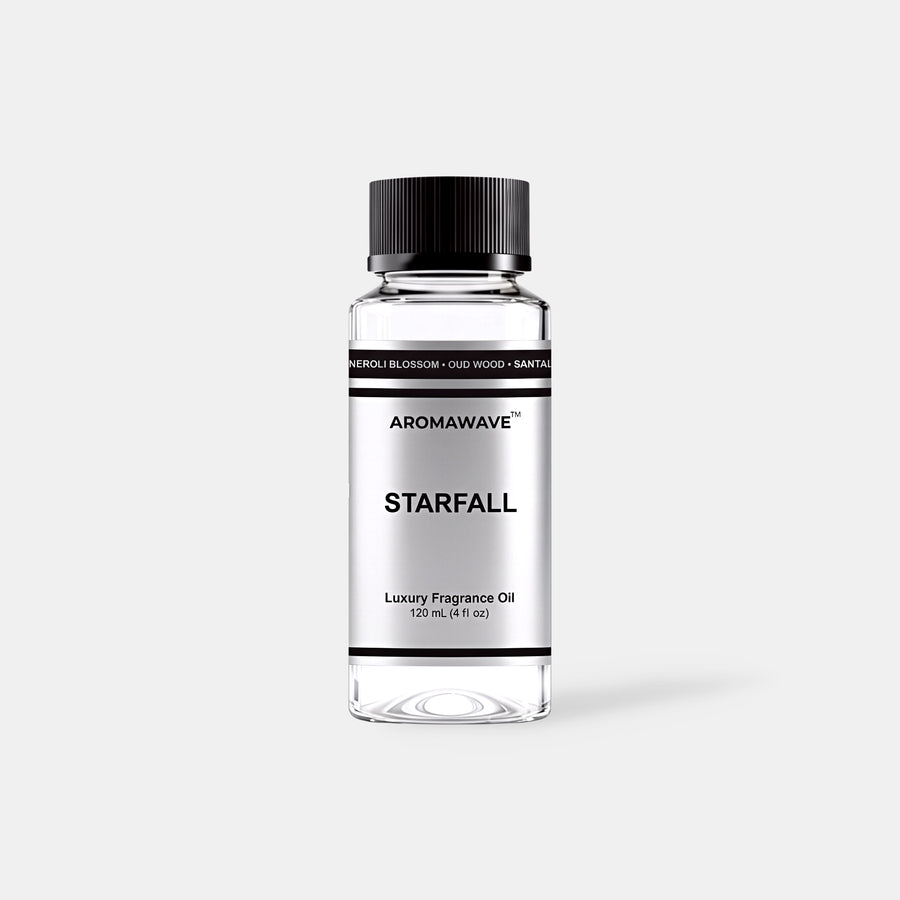 Starfall 120ml luxury fragrance oil by Aromawave for home and car diffusers delivering a refined long-lasting scent.