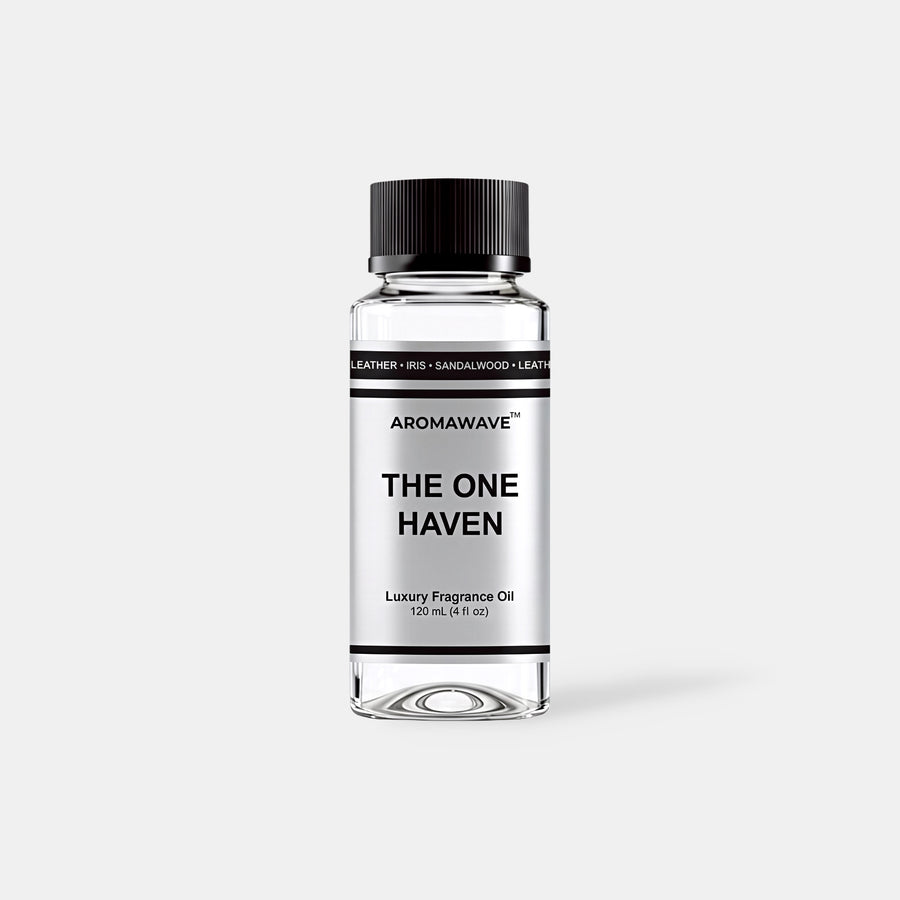 The One Haven 120ml luxury fragrance oil by Aromawave for home and car diffusers delivering a smooth long-lasting scent.