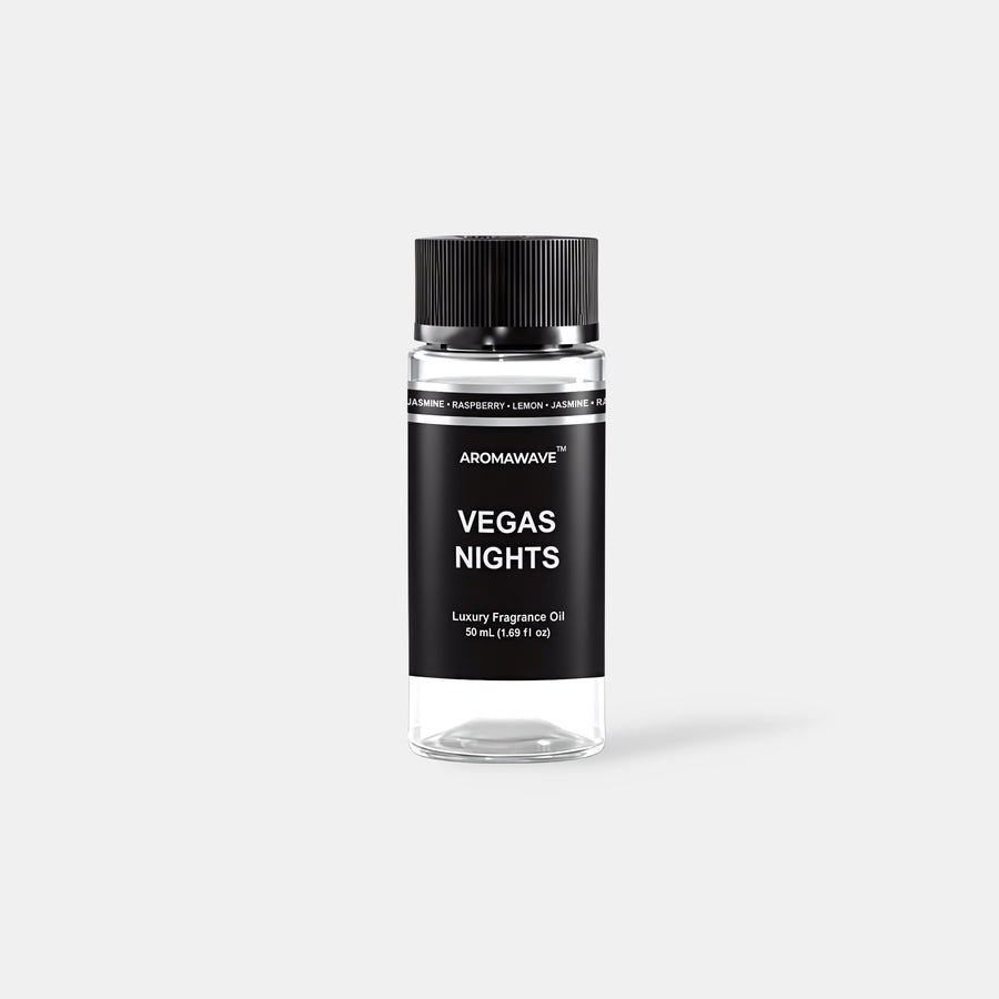 Vegas Nights 50ml premium fragrance oil by Aromawave designed for waterless cold air diffusion with fresh refined aroma.