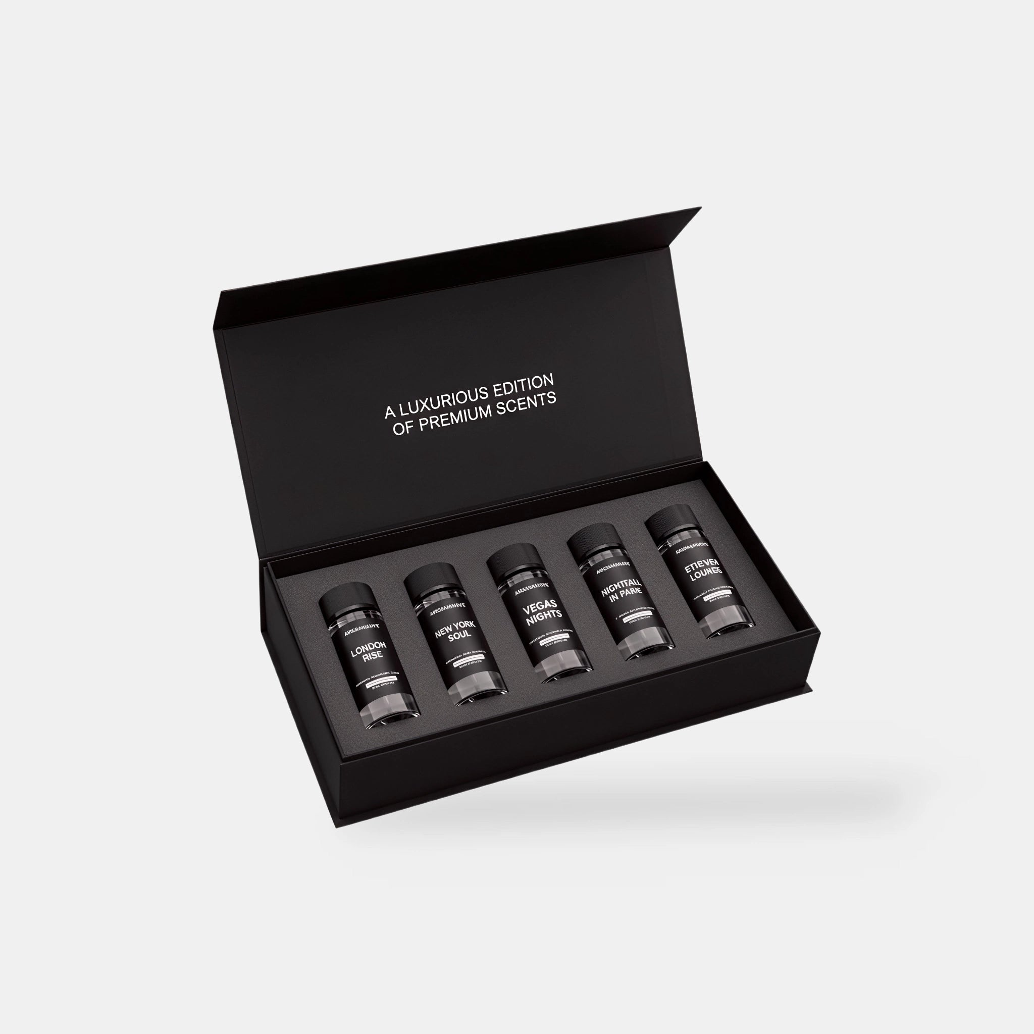 Aromawave City Escape Premium fragrance oil set with five 20ml luxury diffuser oils inspired by modern city lifestyle scents