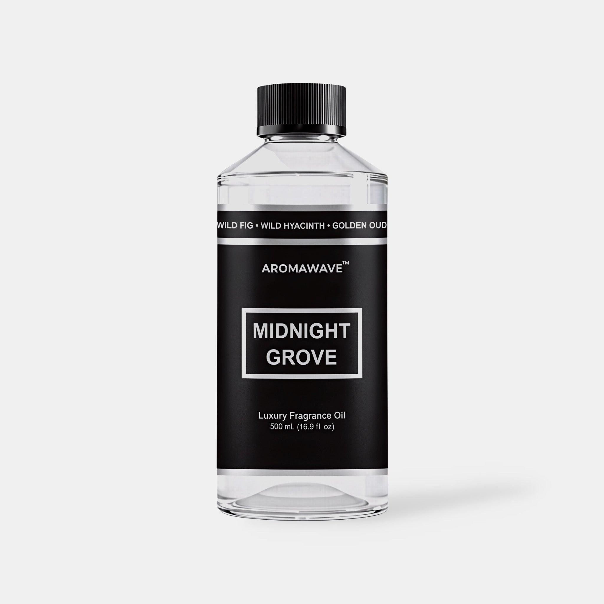 Midnight Grove 500ml luxury fragrance oil by Aromawave ideal for large spaces, boutique interiors, and professional diffusers
