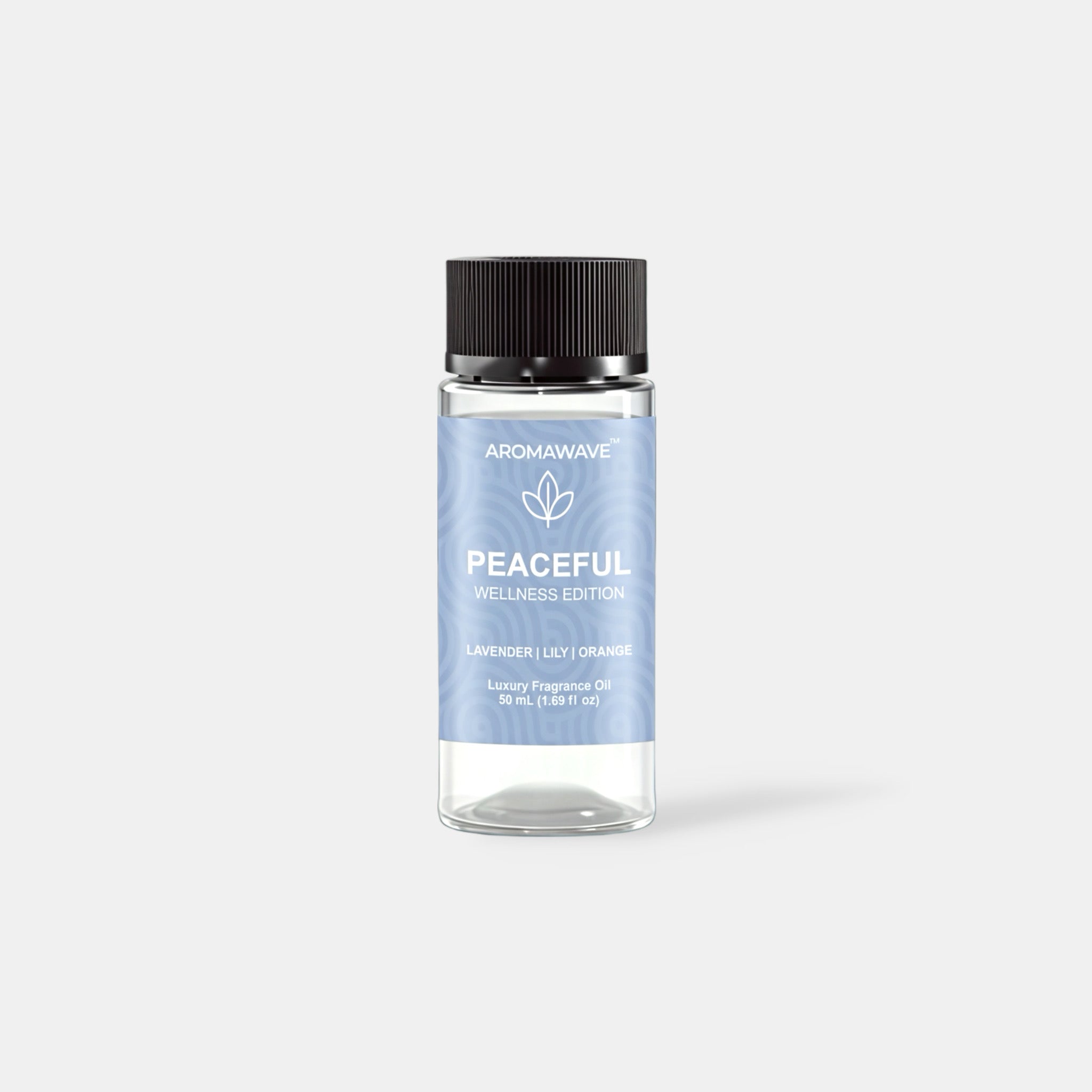 Aromawave Peaceful Fragrance Oil 50ml luxury diffuser oil with bergamot orange lavender and vanilla notes designed for cold air scent diffusers