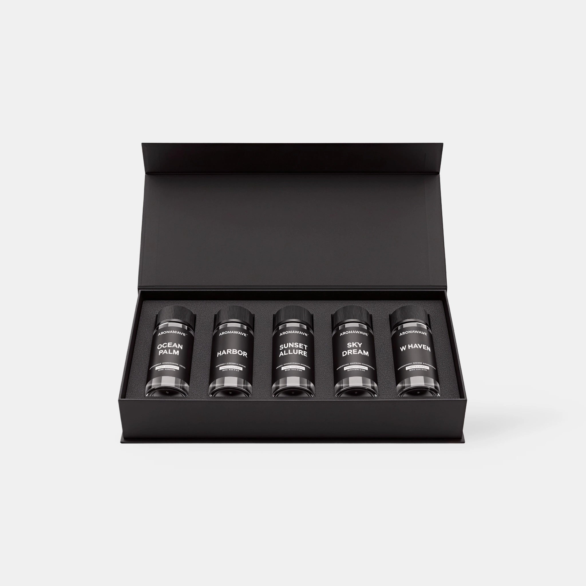 Aromawave Resort Living Premium fragrance oil set with five 20ml luxury diffuser oils inspired by resort style scents